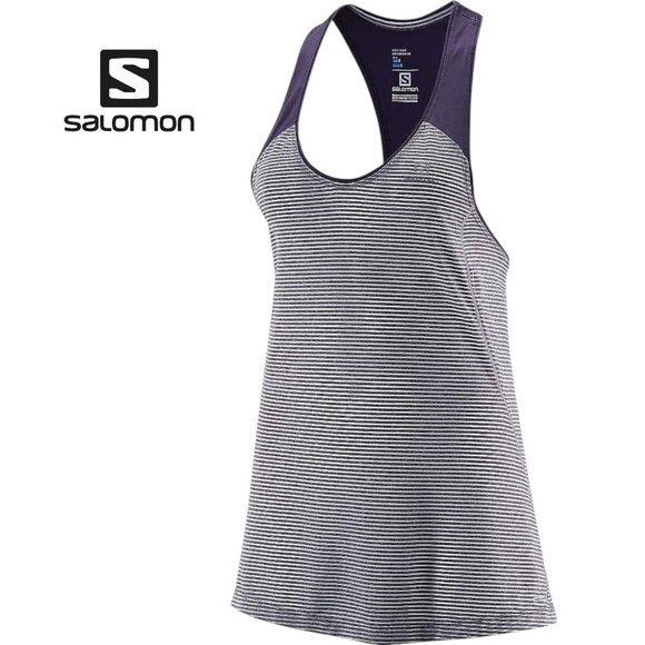 SALOMON Striped Performance Racerback Tank purple/grey – m - Picture 1 of 12